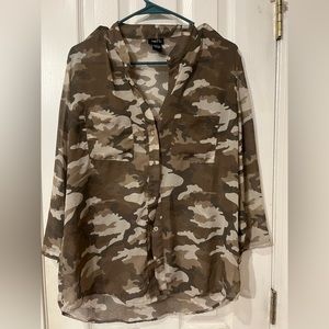 Sheer Camo long sleeve top